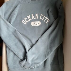 Blue Crewneck Sweater with Ocean City Design